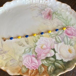 Blue, Yellow & gold 7in bracelet (University of Delaware colors)